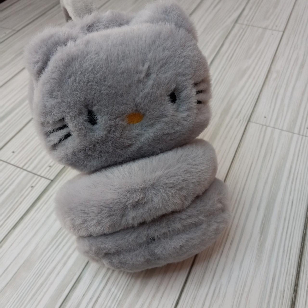 Faux Fur Grey Kawaii Kitty Earmuffs